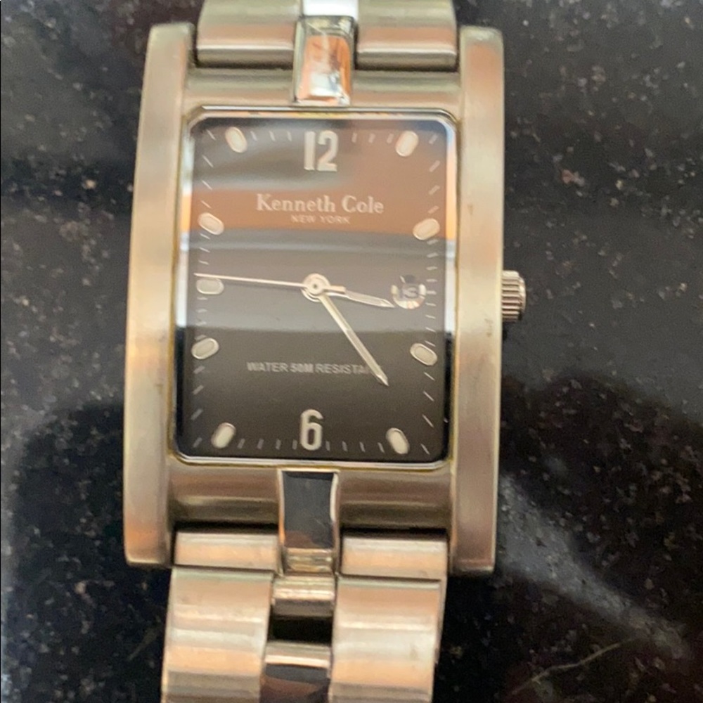 Kenneth Cole black face watch,stainless steel band